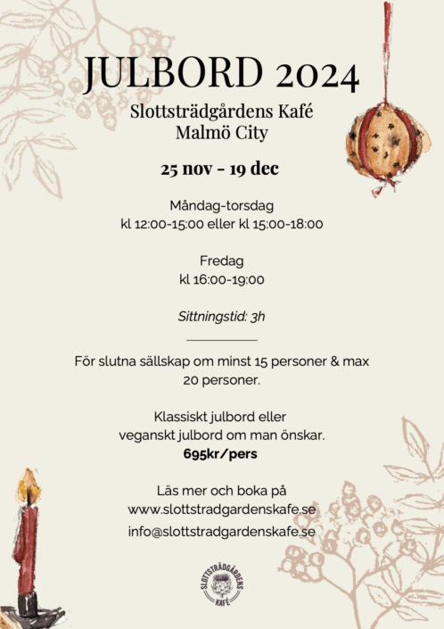 Information om klassiskt och veganskt julbord i Malmö