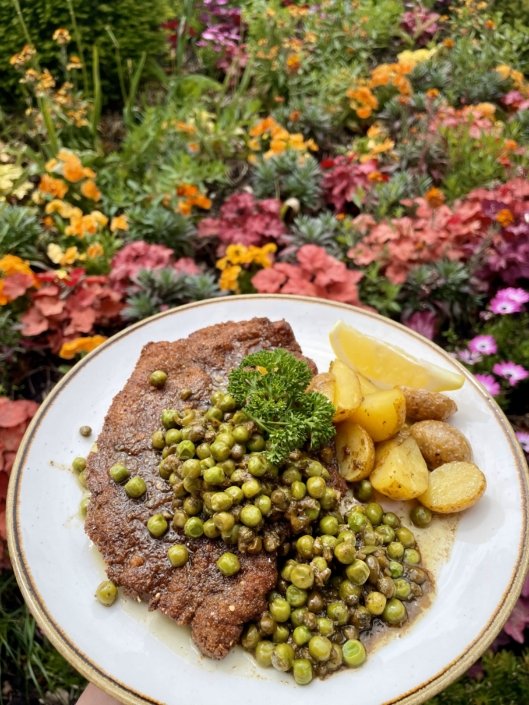 Fläskschnitzel med stekt potatis